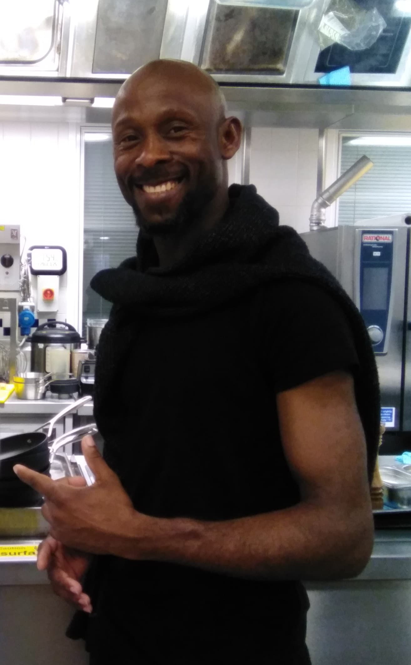 Obiomachi Louis-Anyanwu in a professional kitchen